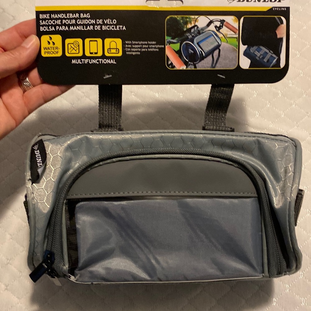 Dunlop bicycle bag for smartphone and other items. Waterproof and portable.